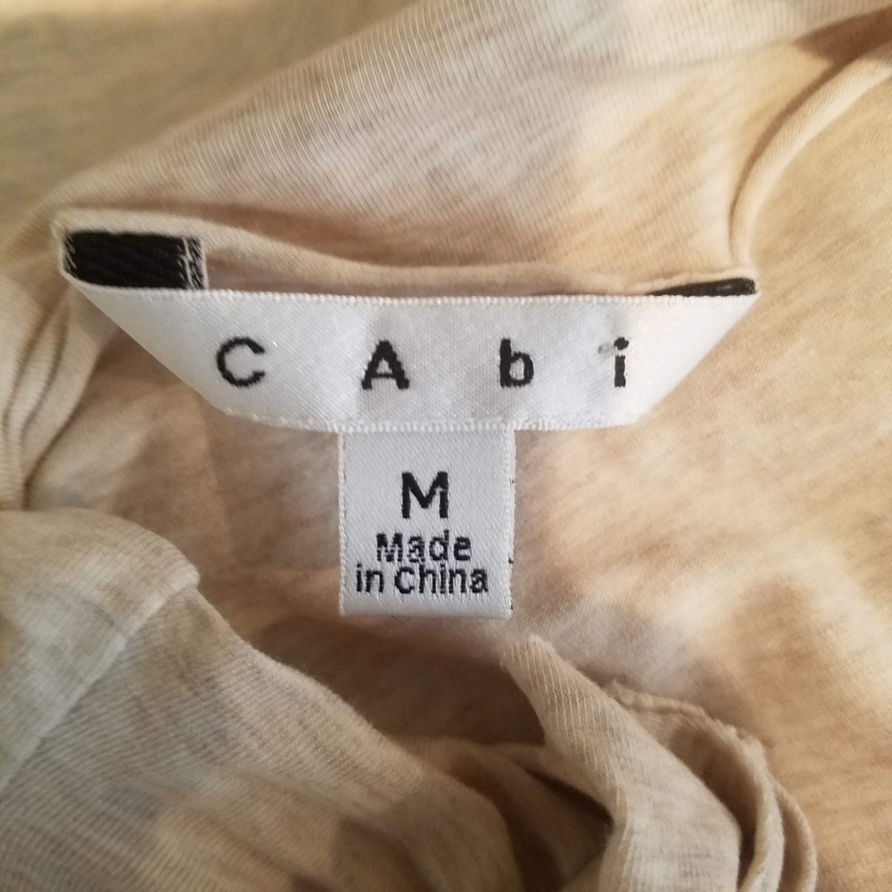 Cabi Women's Beige Nonchalant Long Sleeve Ruched Ruffle Feminine Top - Picture 4 of 5